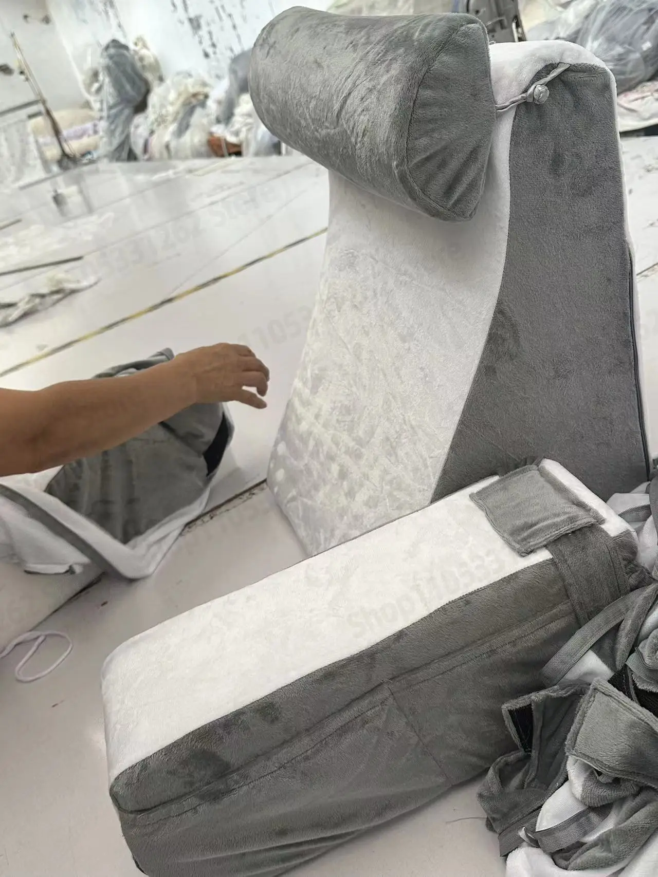 Reading Pillow with Armrest and Backrest, Lumbar Support Cushion for Bed and Sofa, Wedge Shaped Sit Recline Comfort Pillow