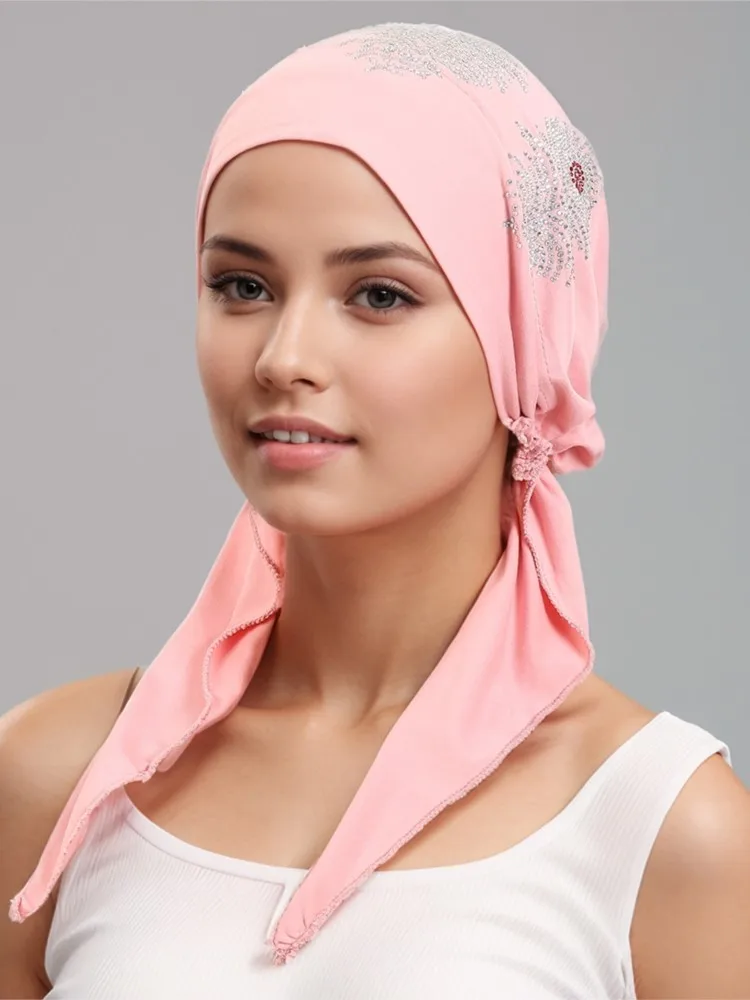 Moda turbante Hijab con lentejuelas doradas Hijab musulmán bufanda pañuelo islámico sombrero Amira tirar en la cabeza