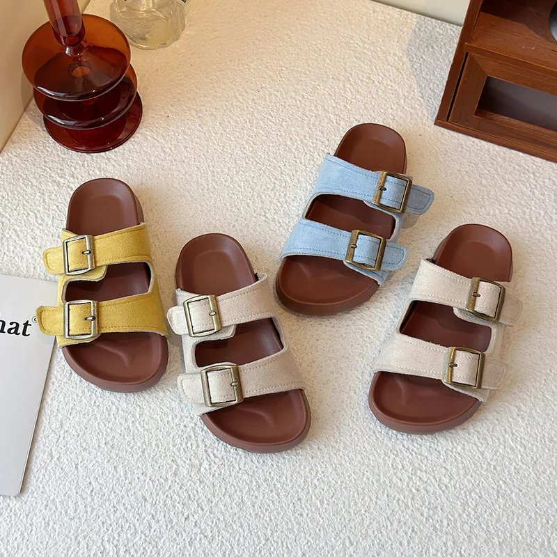 New Summer Boy Girl Soft-soled Non-slip Sandals Children Thick-soled Dopamine Buckle Mules Open-toe Kids Outdoor Casual Sandals