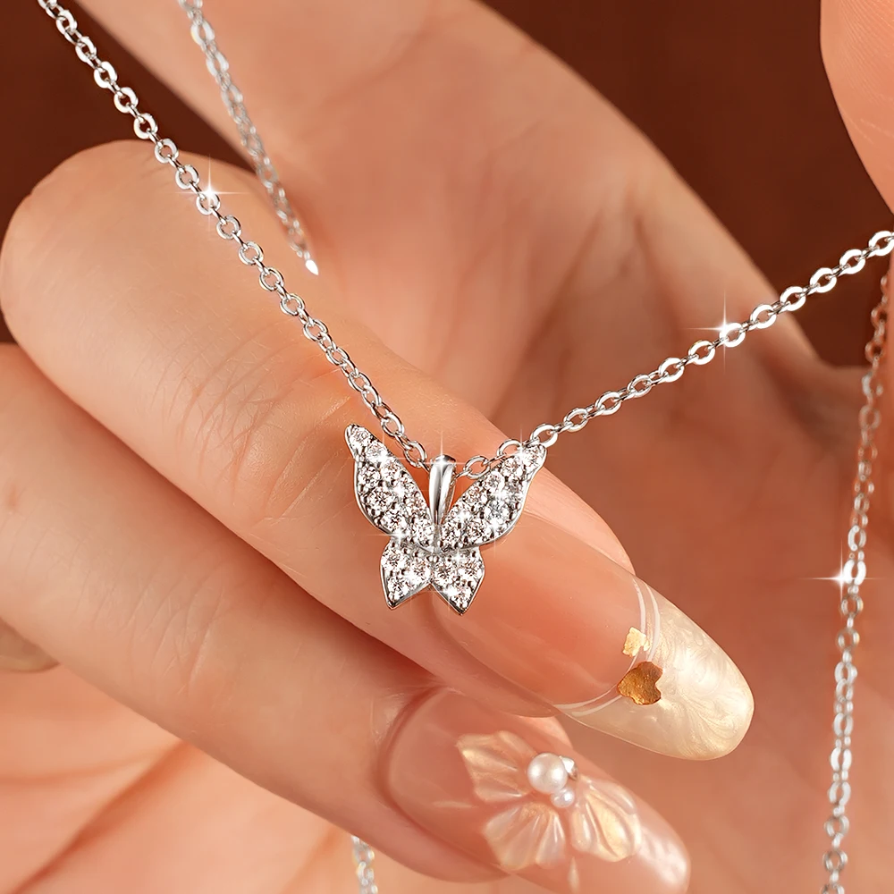 Anziw 1,5 mm D Farbe VVS1 Moissanit-Diamant-Halskette Damenschmuck 14K Gold gefüllte Schmetterlings-Charm-Halskette Feiner Schmuck Geschenk – Detail 6