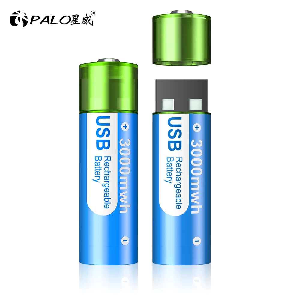 PALO 100% Capacity 1.5V AA Li-Ion AA Rechargeable Battery USB AA Rechargeable Lithium ion Batteries AA Cell For Keyboard Mouse