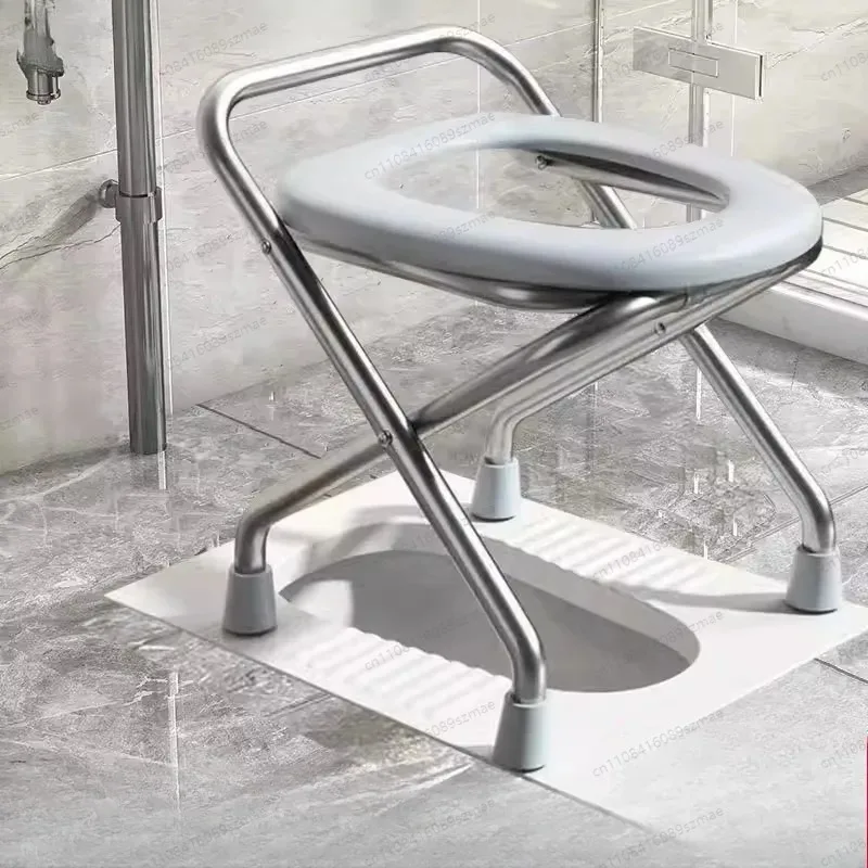 Chaise de toilette pliable réglable en hauteur sans outil, cadre en acier inoxydable, commode de chevet avec seau pour personnes âgées et handicapées, soins à domicile