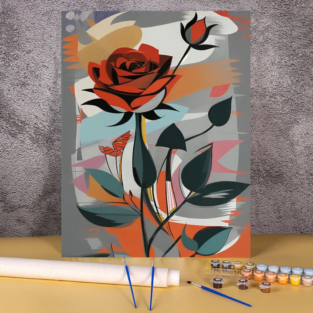 

Painting By Numbers Abstract Rose Paint Canvas Picture Oil Painting By Number Coloring HandPainted For Adults Home Decoration