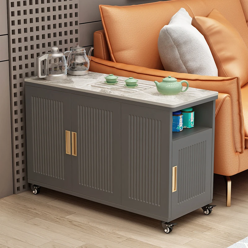 

Light luxury movable rock slab edge a few gaps storage side cabinet sofa side home tea bar machine multi-functional tea table