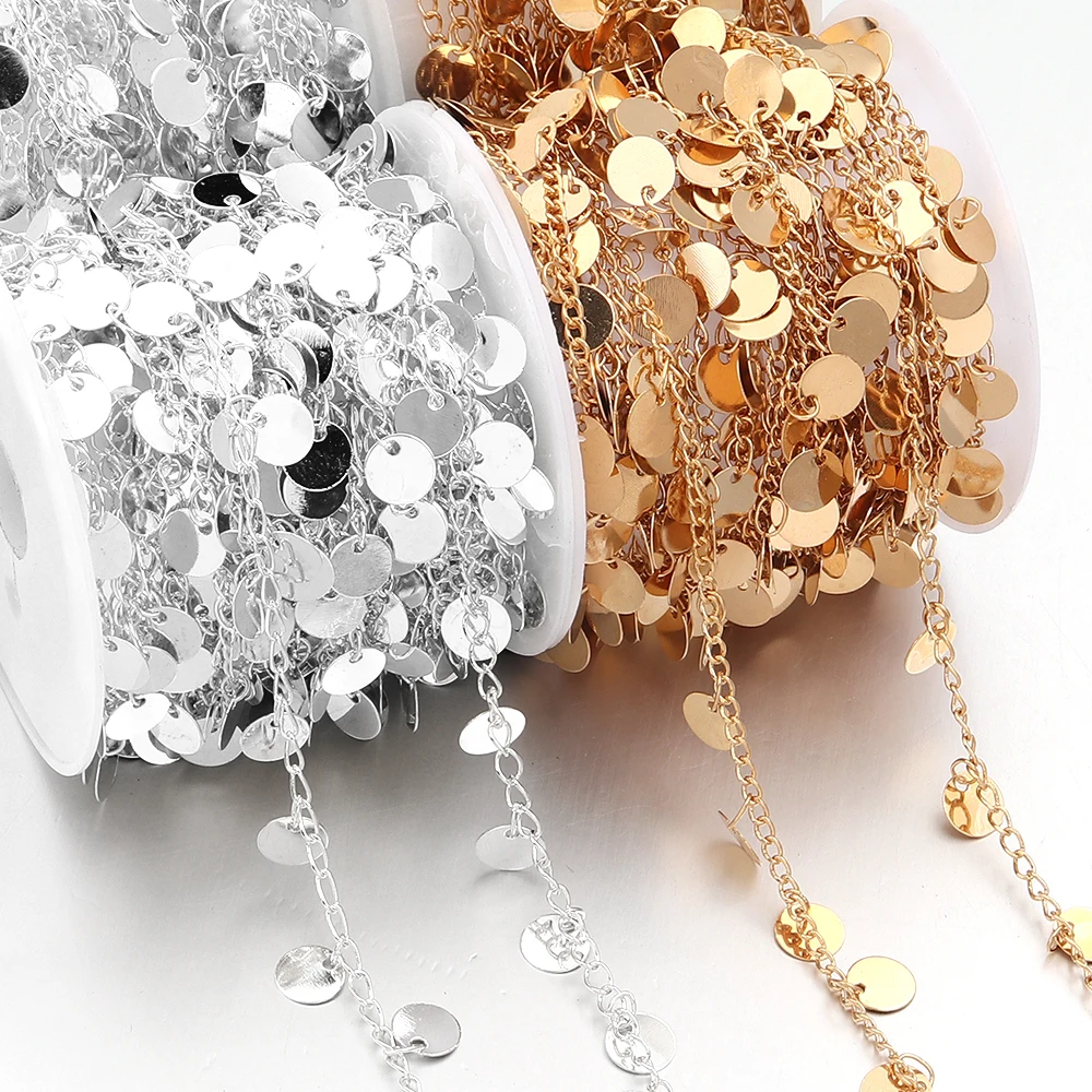 

5Yards/Roll Copper Round Sequin Chain High Quality Metal Link Chains For Jewelry Making DIY Crafts Necklace Bracelet Accessories