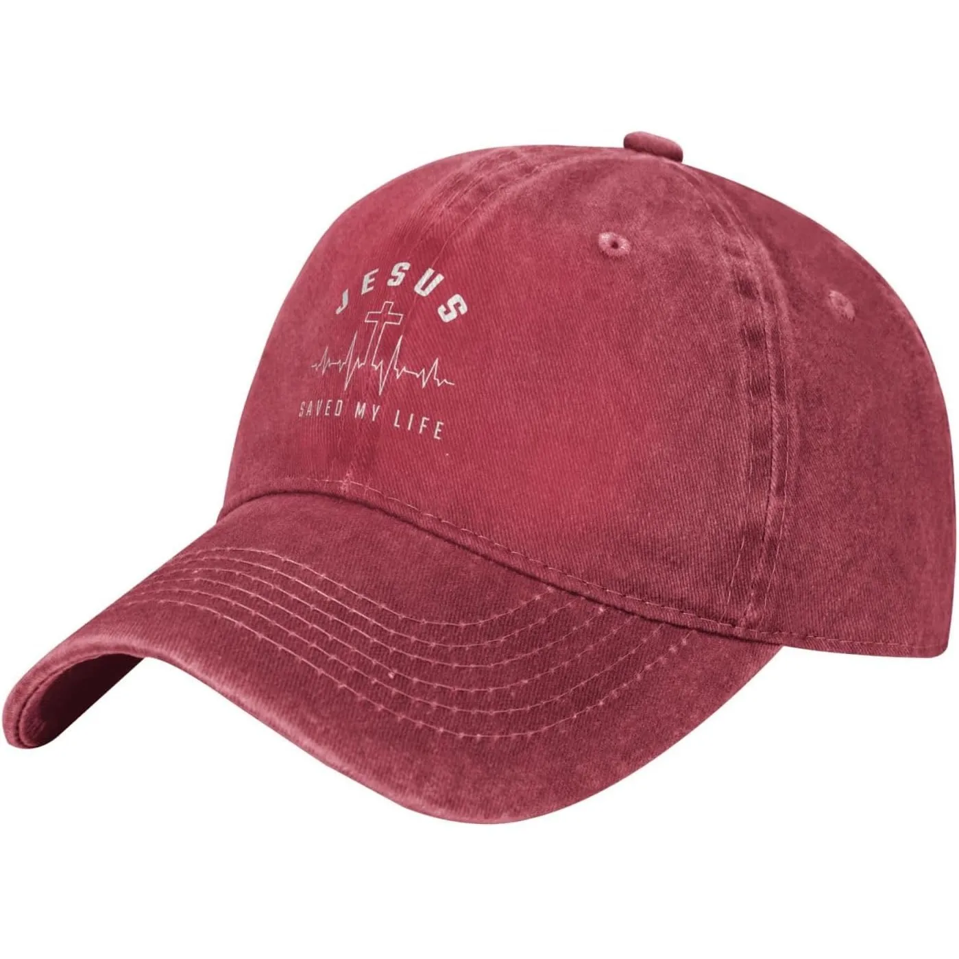 Jesus Saved My Life Baseball Cap Christian Faith Distressed Washed Cotton Adjustable Outdoor Sports Hat