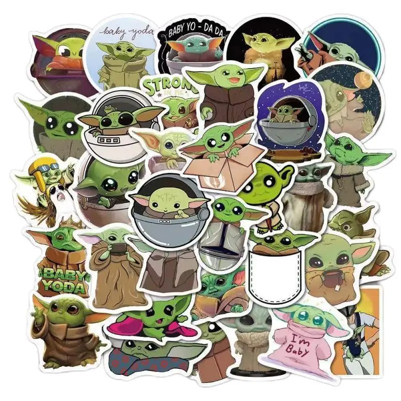 50pcs Star Wars Cute Yoda Baby Stickers Cartoon Anime Decals Kids Toy Laptop Guitar Motorcycle Car Phone Sticker Gifts