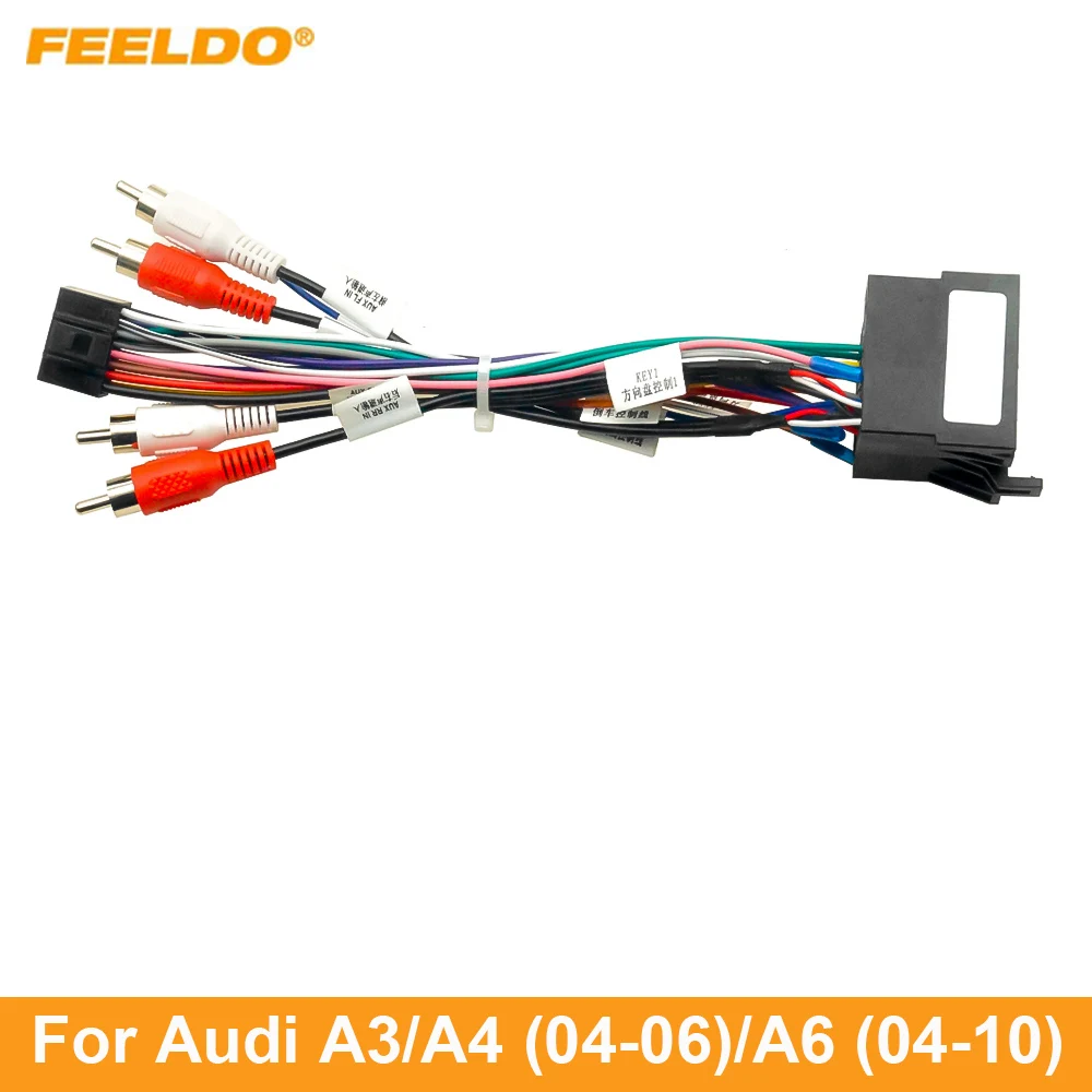 

FEELDO Car 16pin Power Cord Wiring Harness Adapter For Audi A3/A4 (04-06)/A6 (04-10) Installation Head Unit Cable