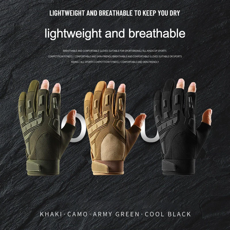 Motorcycle Three-finger Gloves Windproof Anti-skidding Tactical Gloves Suitable Hiking Breathable Touchscreen Cycling Gloves