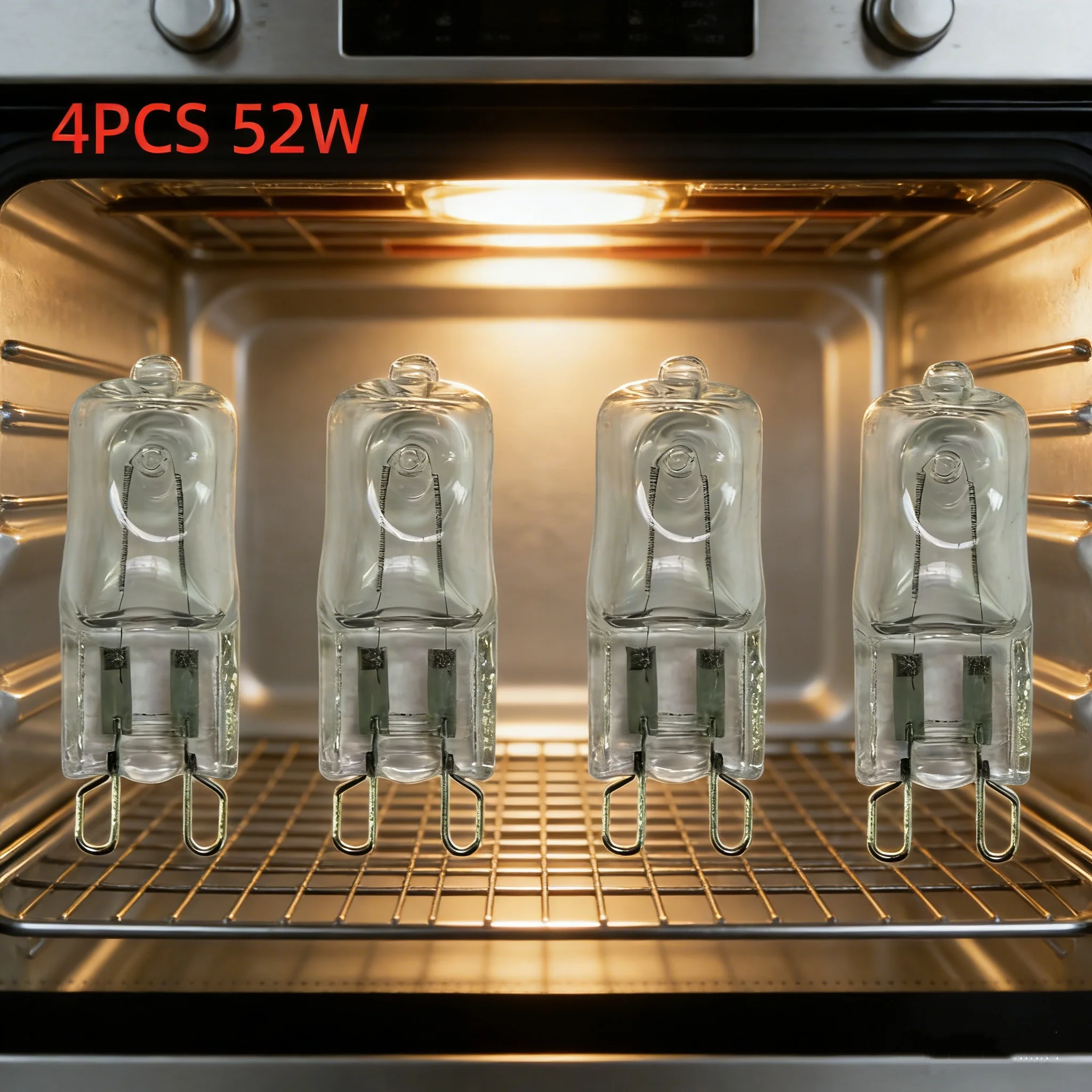 4PCS 230V 52W G9 Oven Light High Tempe Resistant Durable Bulb Lamp for Ovens Fans Etc.