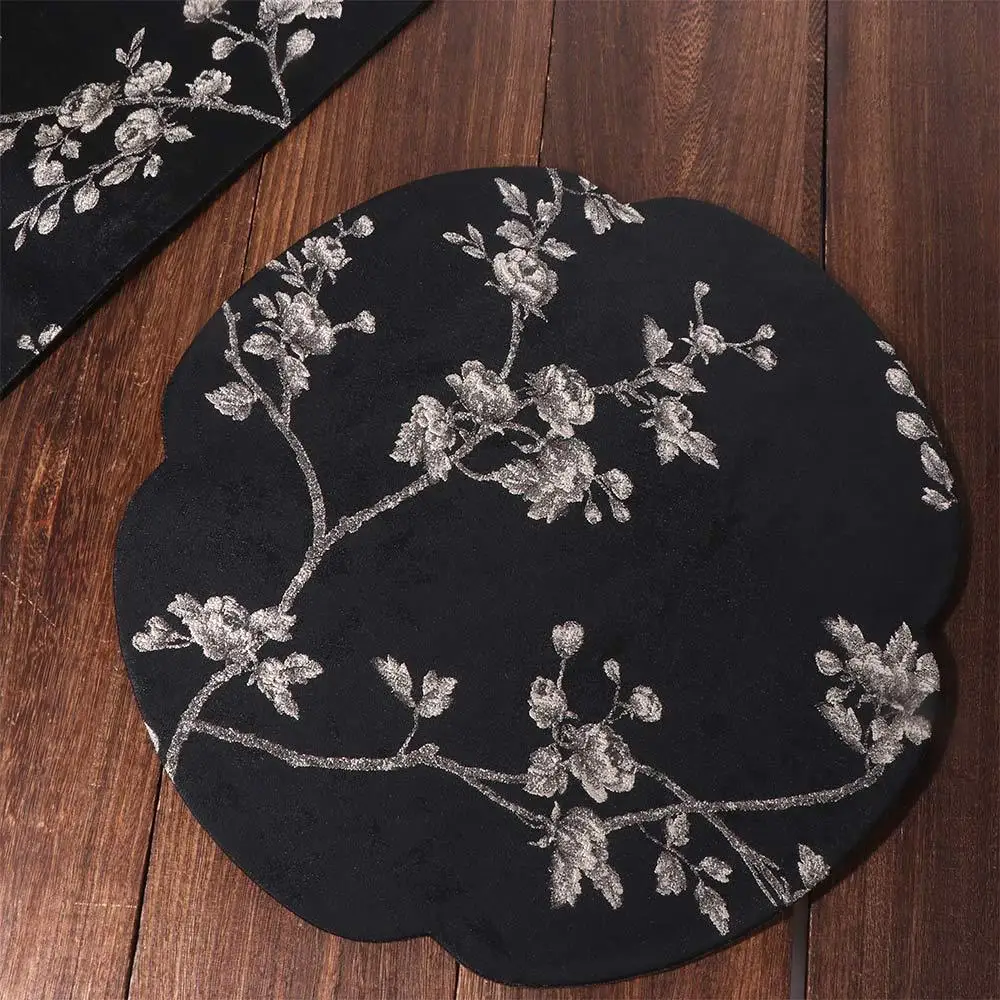 

Durable Light Luxury Tea Cup Cushion Elegant Chinese Style Heat Insulation Cushion Woven Brocade Soft Tea Table Cloth Office