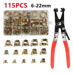 115Pcs Spring Hose Clamp Band Fuel Hose Clips Silicone Pipe Clamp 6mm-22mm or 1pc Clamp Plier (According to the size you choose)