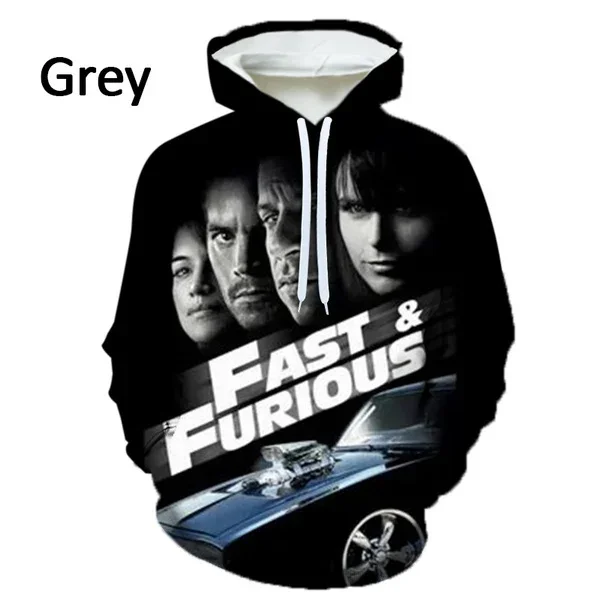 2022 New Fashion Men's Street Style Cool Sports Hoodie Fast and Furious Pattern 3D Printing Hoodie