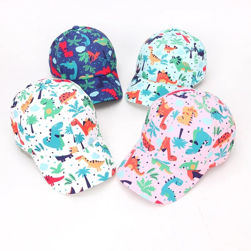 New Spring Autumn Cotton Sun Hats for Kids Baby Summer Snapback Hat Baby Girls and Boys Cartoon Dinosaur Children Baseball Cap