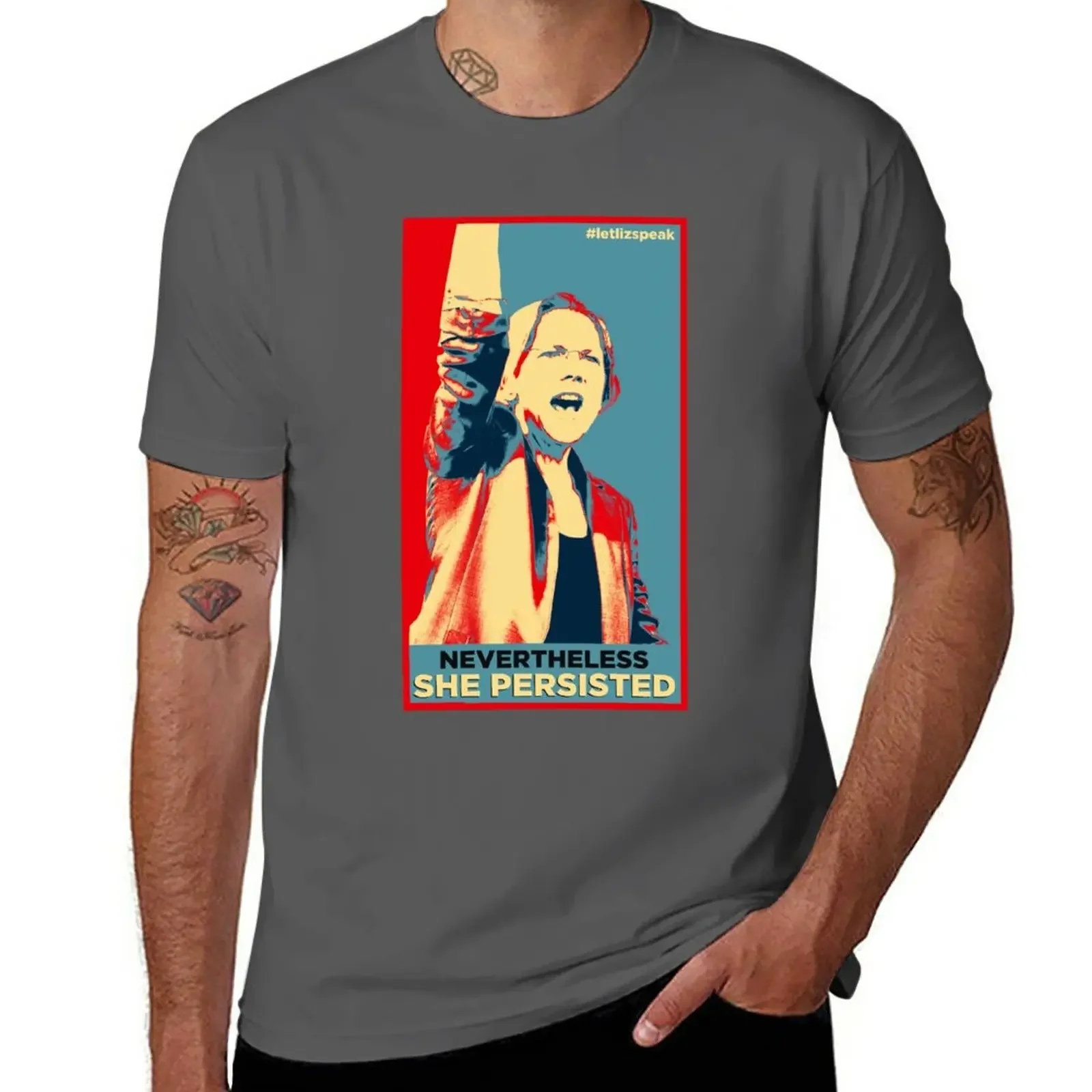 Nevertheless She Persisted T-Shirt oversizeds anime clothes T-shirts for men cotton