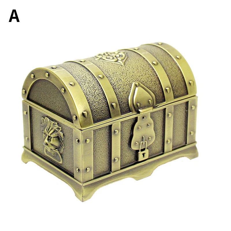 1Pc European-style Retro Pirate Undead Treasure Box Metal Crafts Small Jewelry Box Jewelry Storage Treasure Box