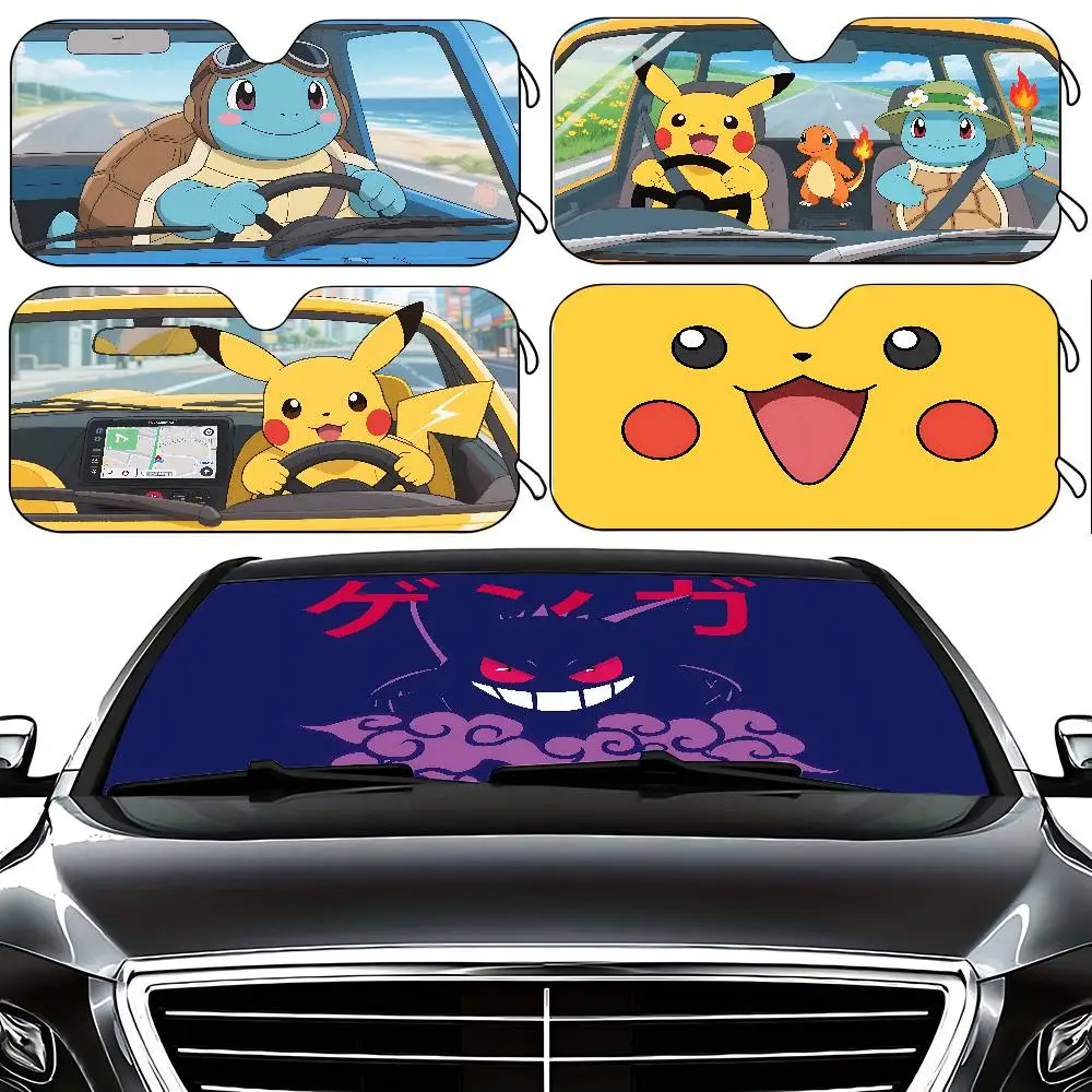 

Cute Anime W-Pokemon-S-S Car Sunshade Curtains 130x70cm Car SunShade Windshield Cover UV Protection Auto Visor Accessories For C