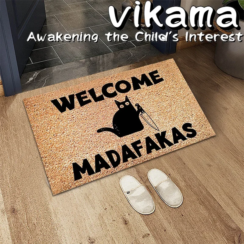 VIKAMA Cartoon Ins Style Crystal Velvet Anti-fouling Floor Mat Home Porch Absorbent Anti-slip Kitchen Floor Mat Rug aesthetic