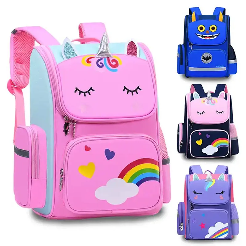 Mochila escolar de unicornio de dibujos animados para niñas, bolsa de libros de gran capacidad, mochilas de jardín de infantes