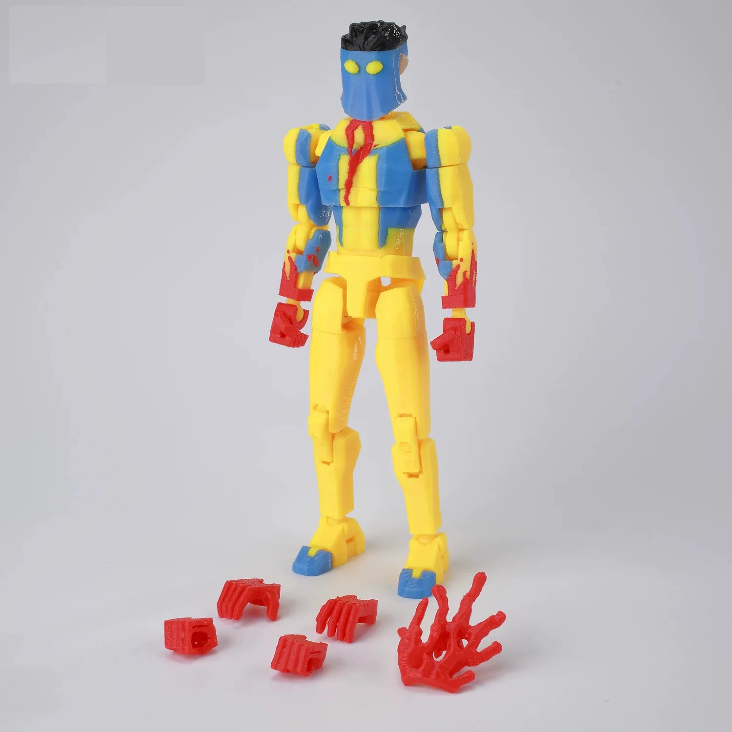3D-gedruckte, mehrfach bewegliche Puppe, Spielzeugfigur Invincible Young Hero 2.0, blau-schwarzes Modell, fertige Dekoration – Detail 2