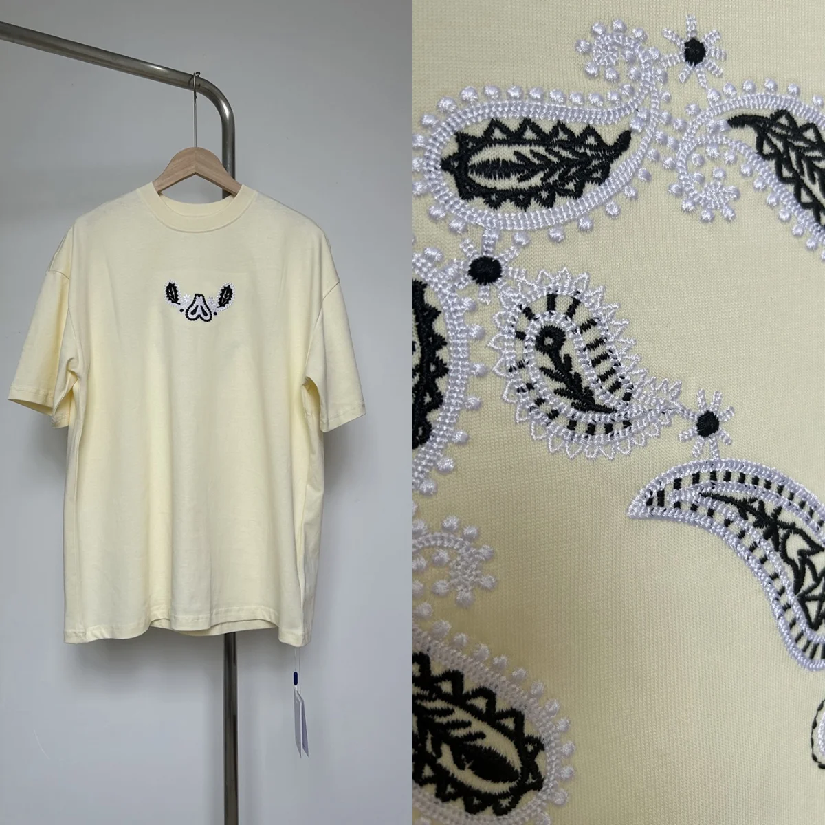 

Top Quality Abloh OFF Tees High Street Embroidery Logo Short Sleeve T shirts Men Women Thick Cotton Oversize T shirt Tops Tees