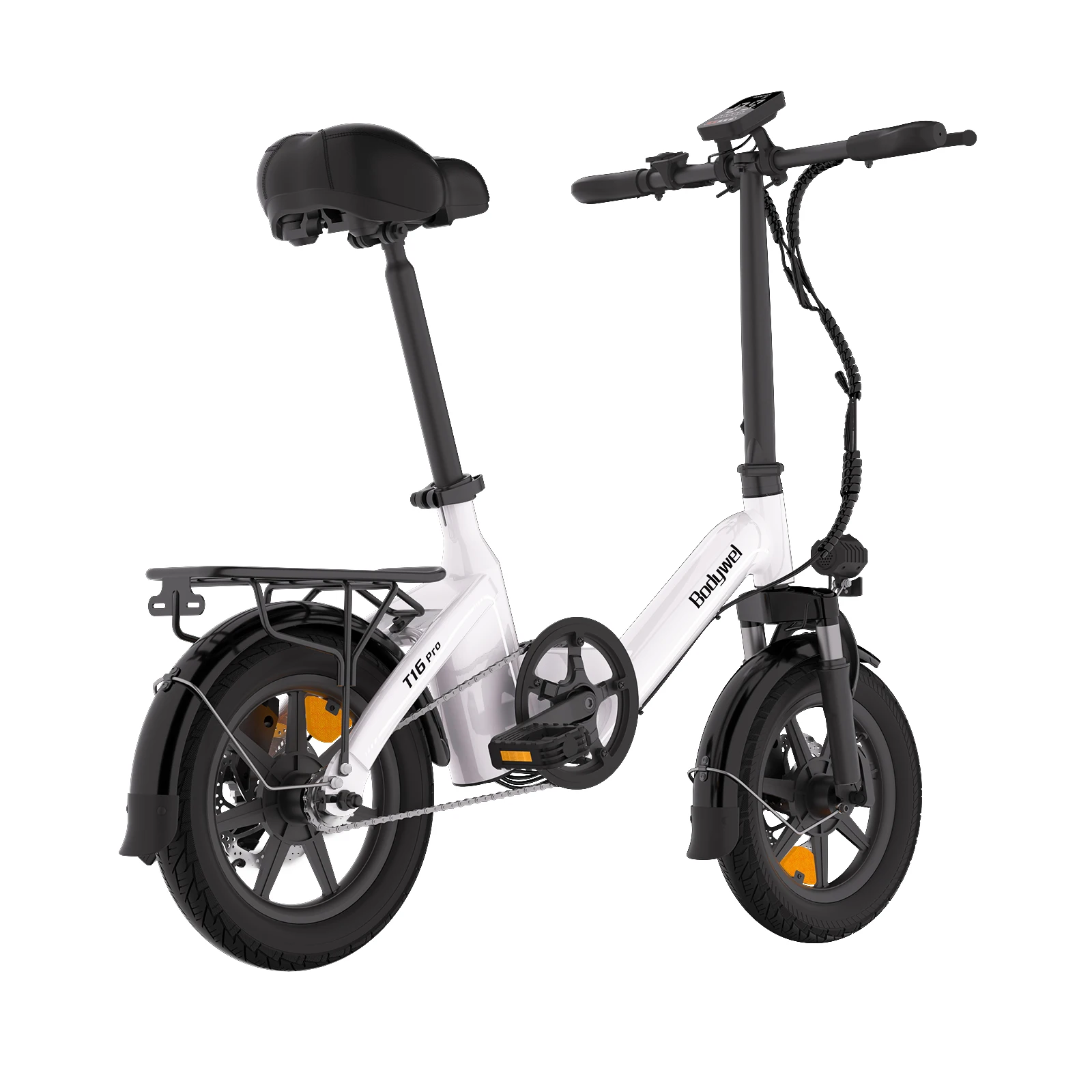 BODYWEL T16 PRO Mit Regalen Erwachsenen-E-Bike 250W Motor 36V10Ah Akku Faltbares Elektrofahrrad 14 Zoll Reifen City Commuter E-Bike