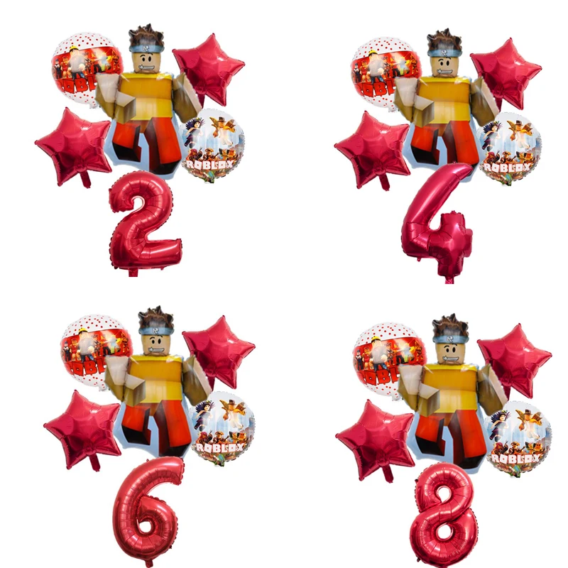 لعبة Roblox كرتونية محيطية إبداعية على شكل وجهين لتزيين حفلات أعياد الميلاد، مجموعة بالونات من الرقائق المعدنية، منتج ديكور