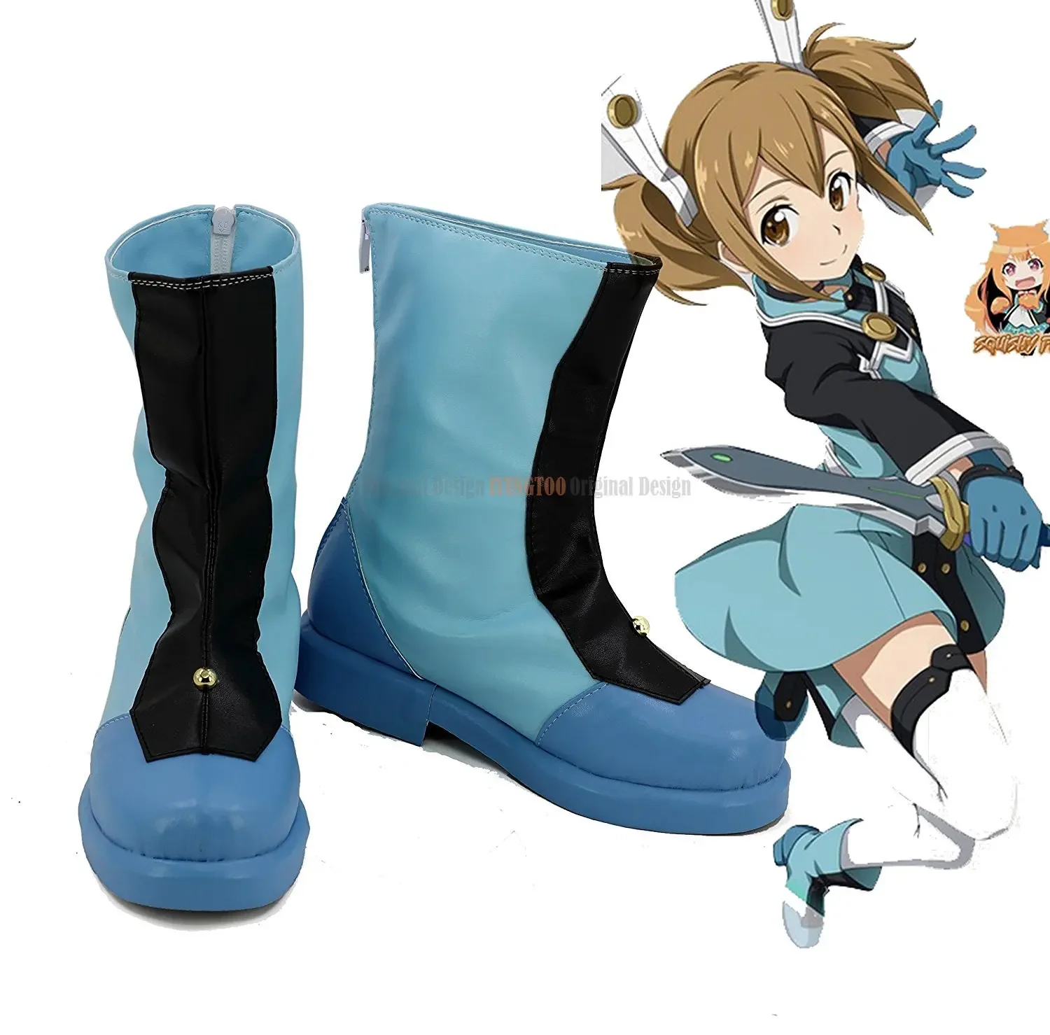 

SAO Silica Shoes Cosplay Sword Art Online Ordinal Scale Silica Cosplay Boots Blue Shoes Anime Any Size