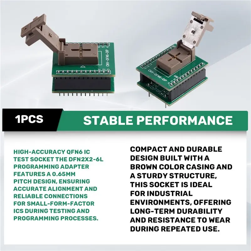 DFN6-2X2 QFN6 IC Test Socket 0.65Mm Pitch Programmable Adapter