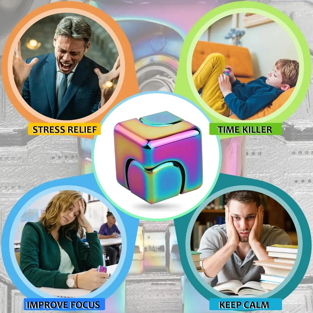 Spinner de cubo de aleación, giroscopio para la yema del dedo, juguetes antiestrés para adultos, oficina, hogar, viaje, juguetes portátiles para aliviar el estrés, regalos de navidad