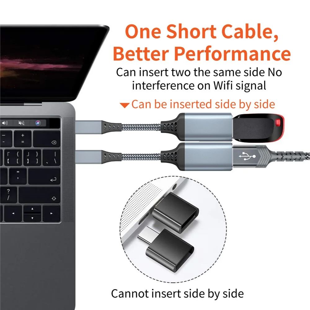 0.2m USB-A Female To Type C Male OTG Cable 5Gbps USB 3.0 Type C Adapter Mini Cable Wire Cord For Macbook Samsung Huawei Xiaomi