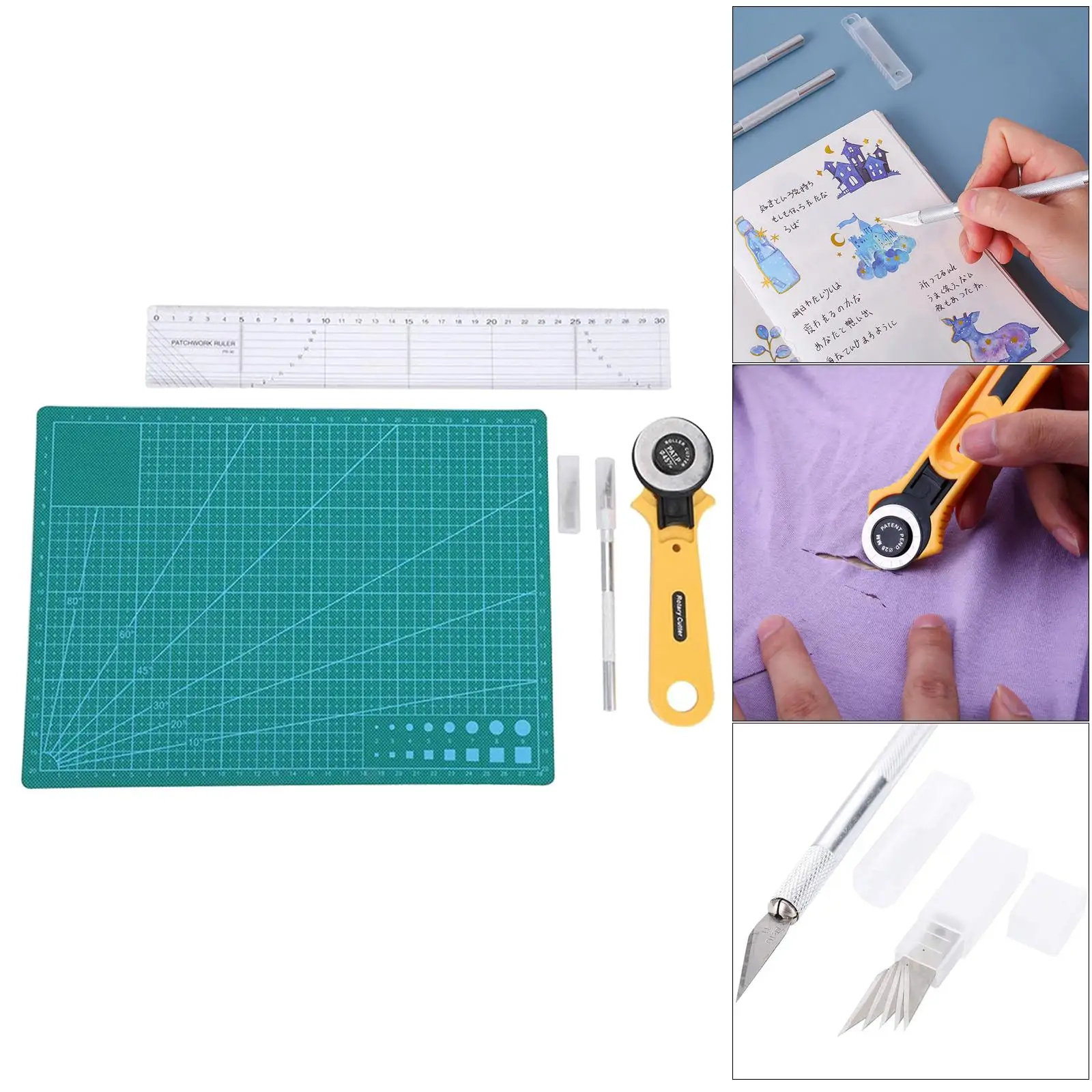 Premium Crafting Rotary , Double-Sided Cutting Mat Board, Cloth Cutter, Hobby Kit with