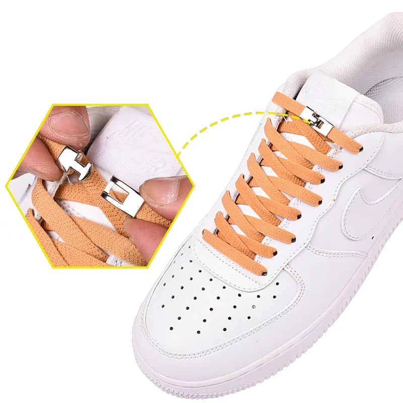 Elastic Shoelaces Flat No Tie Shoe Laces Quick Cross Buckle Locking Shoelace Kids Adult Leisure Sneakers Lazy Lace Rubber Band