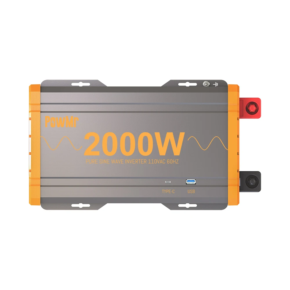 PowMr 2000W Pure Sine Wave Solar Inverter 12Vdc To 230Vac Converter Dual AC and 5V 2.1A USD Type-C Port Fit For Home/RV System