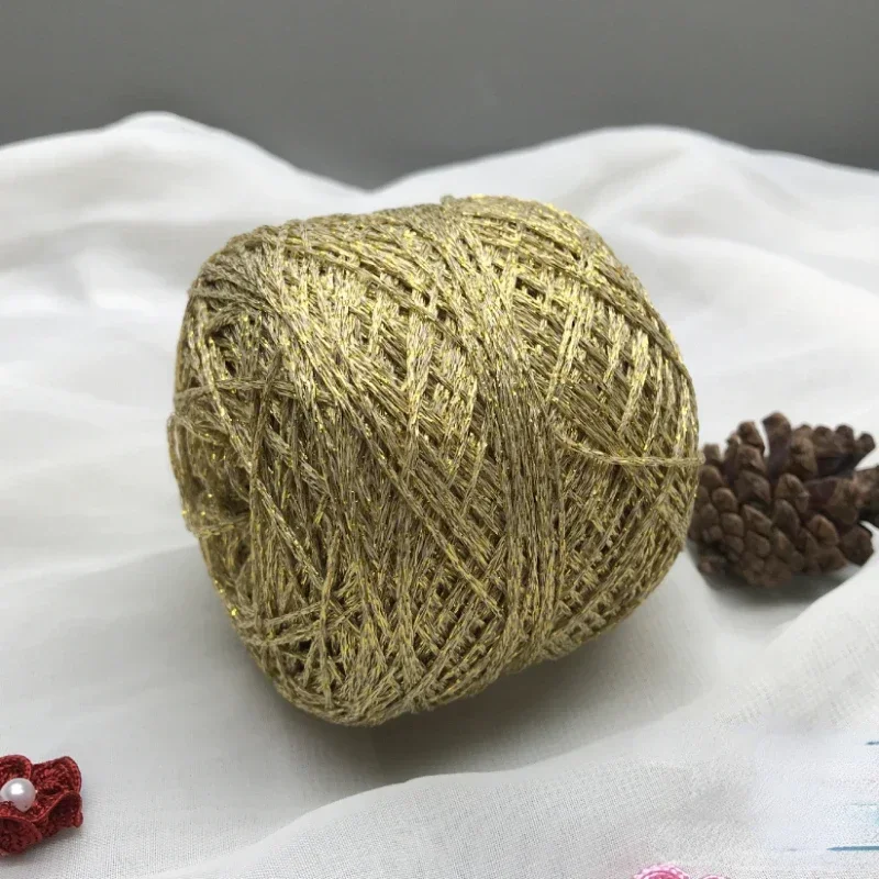 50g New Selling Pure Silk Glitter Yarn Gold Silver Hollow Thread DIY Hyunya Bag Bear Crochet Doll Knitting Yarn Hand Woven Gift