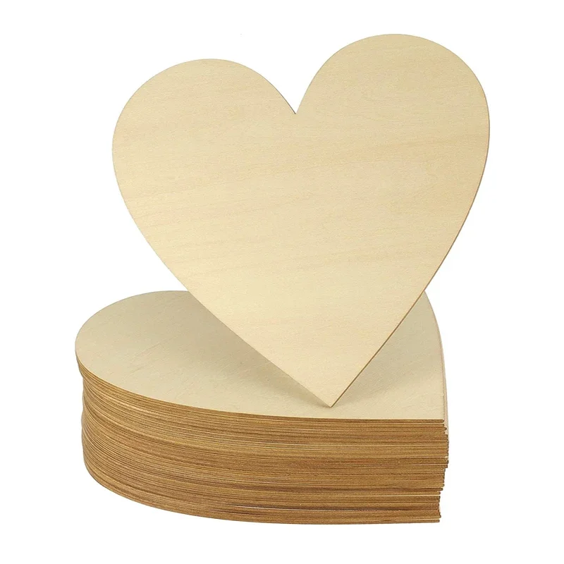 Rebanadas de discos en forma de corazón de madera en blanco sin terminar, piezas de artesanía DIY para adornos de boda, adorno de fiesta de Navidad, 5 piezas, 10cm