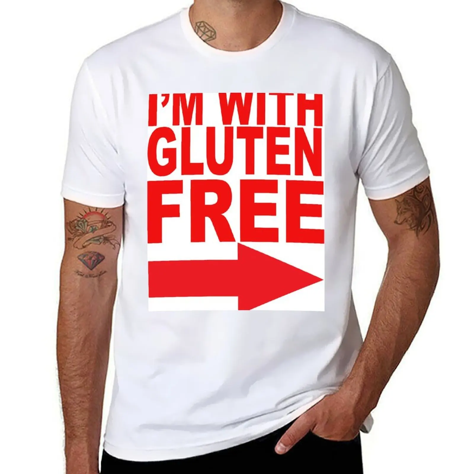 

I'm With Gluten Free T-Shirt funny t shirts cotton mens graphic t shirts T-Shirt