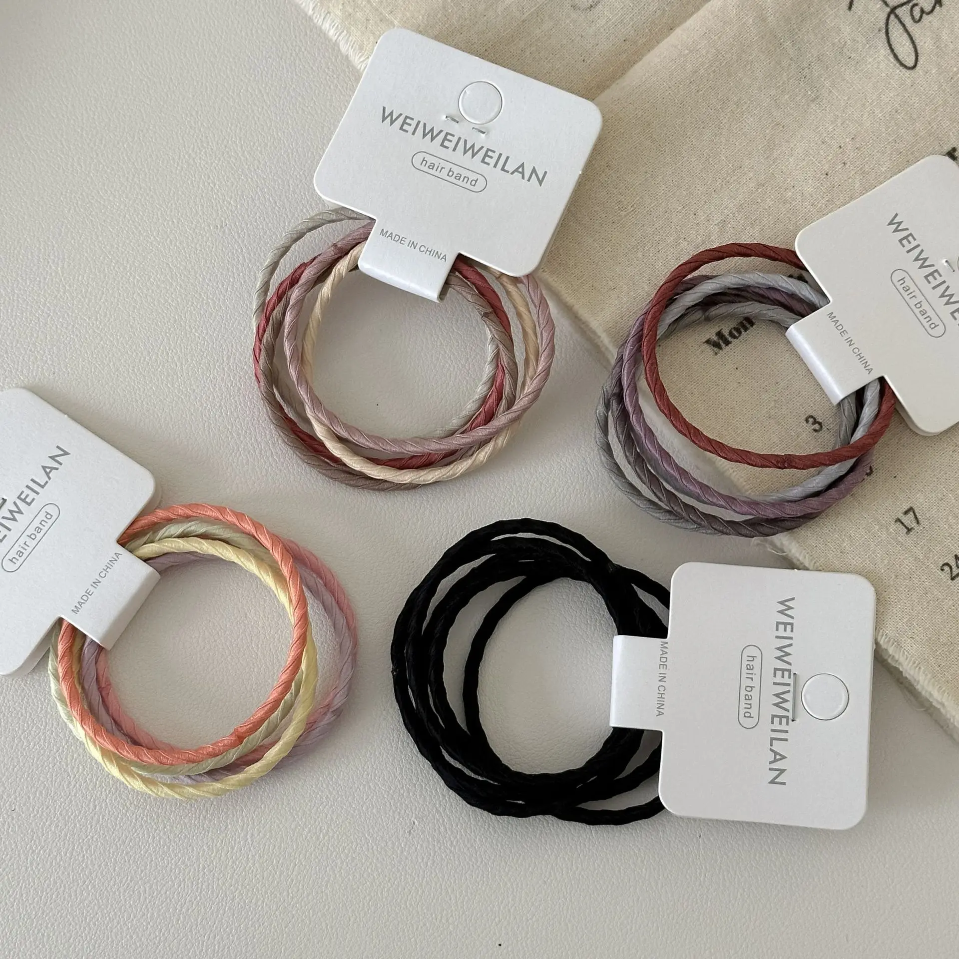 ربطات شعر مكونة من 5 قطع من الخيوط الملتوية عالية المرونة، أساسيات أساسية متينة ممتازة للنساء والرجال