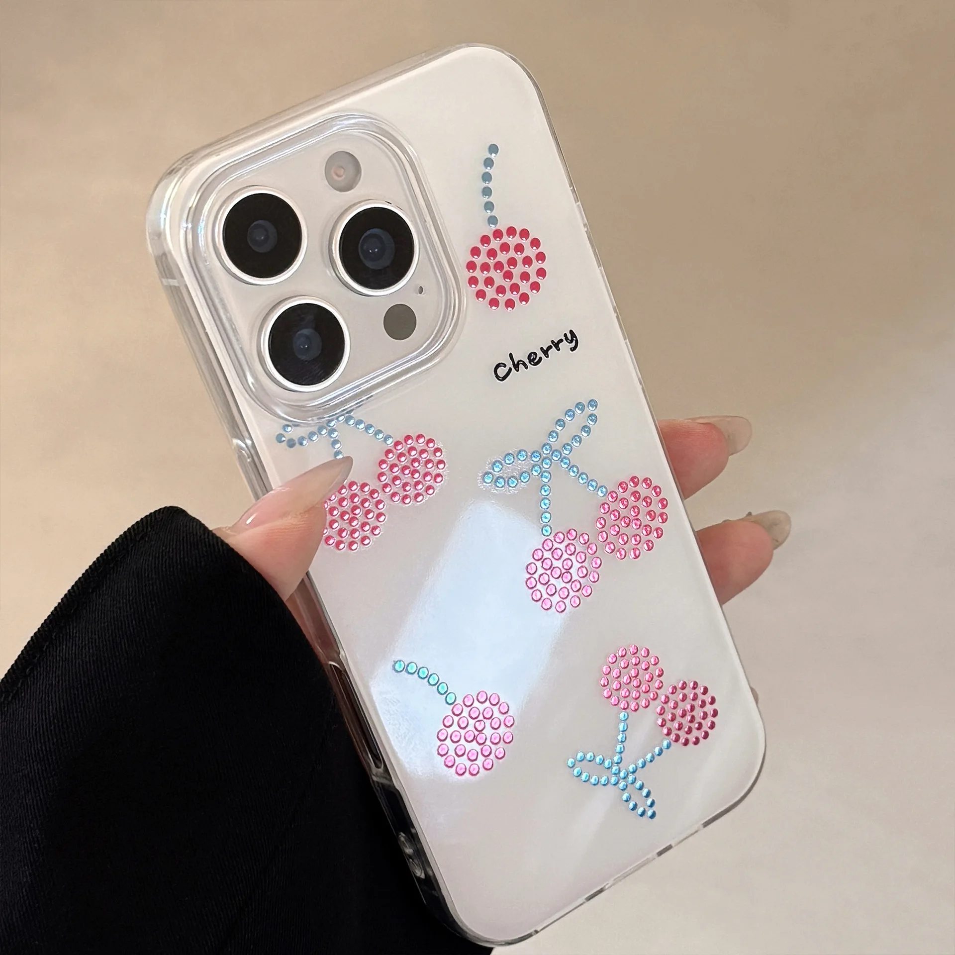 

Gilded Ruby Cherry Advanced Hard Mobile Phone Case For iPhone16/15pro max Anti-fall Phone Case For iPhone13/14