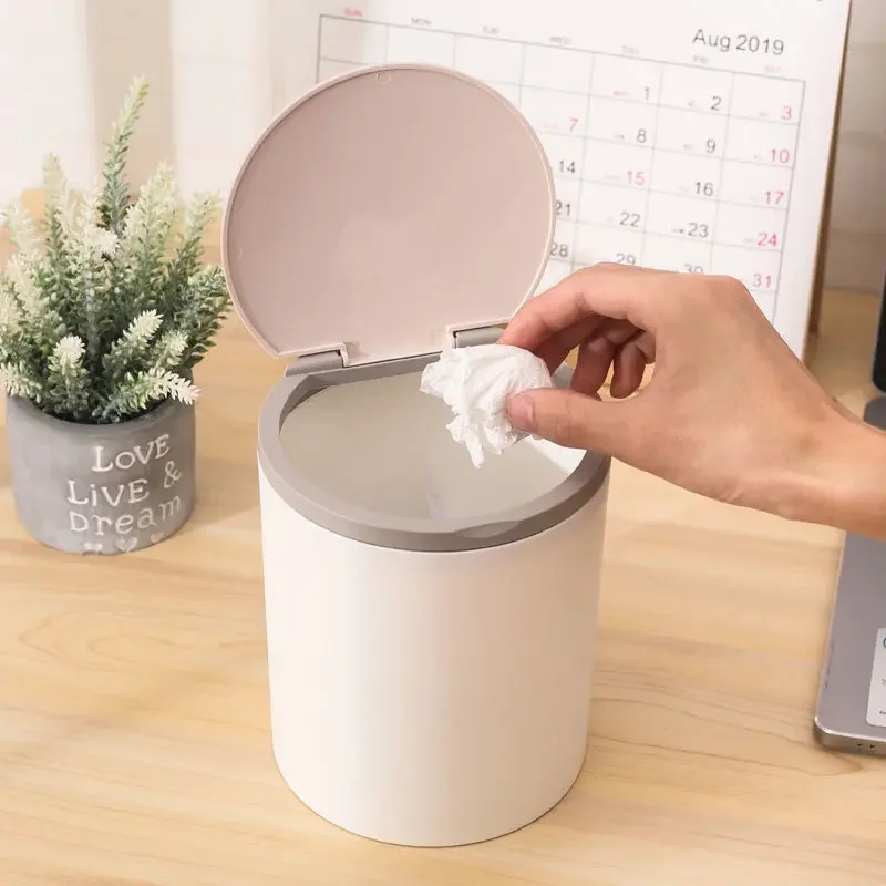 Ronde/Vierkante Mini Afvalbak Desktop Vuilnisbak Thuis Tafel Plastic Kantoorbenodigdheden Vuilnisbak Vuilnisbak Diversen Vat Doos