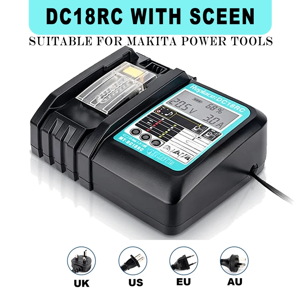 

Зарядное устройство для литий-ионного аккумулятора DC18RC 3A для Makita 14,4 В-18 В BL1860B, BL1850B, BL1840, BL1830, BL1820, BL1415, BL1440 Зарядное устройство для электроинструмента