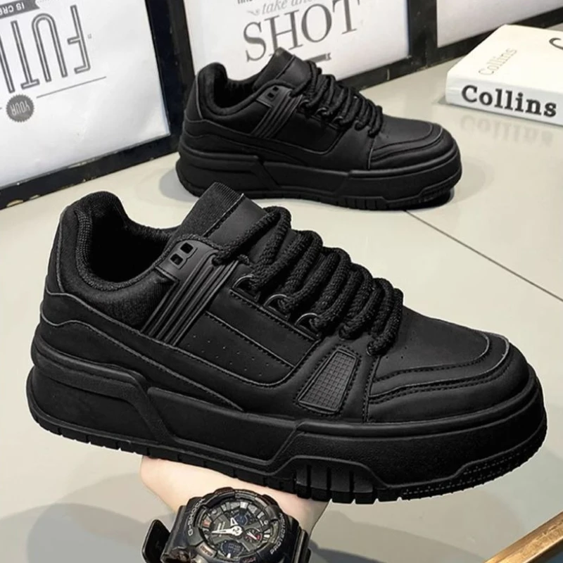 

Роскошные мужские кроссовки из искусственной кожи, уличные кроссовки, модная мужская обувь на платформе, летняя обувь на шнуровке, новинка 2025, Zapatos