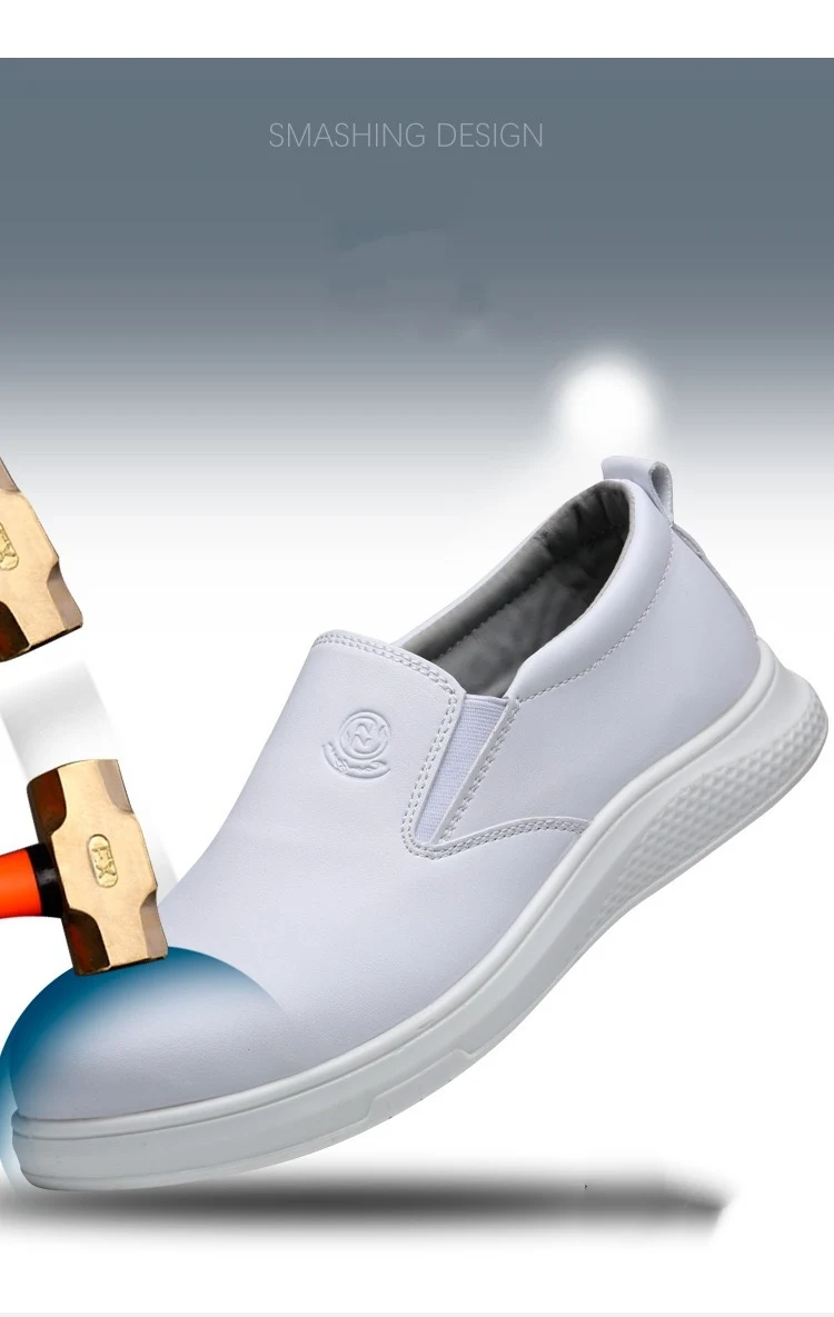 Nuova suola in microfibra in pelle PU antistatica bianca protettiva antiurto scarpe antinfortunistiche antiforatura scarpe da lavoro antiscivolo