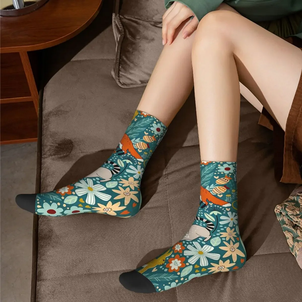 Calcetines con patrón de bosque texturizado Harajuku, medias Súper suaves, calcetines largos para todas las estaciones, accesorios para hombres y mujeres, regalo de cumpleaños