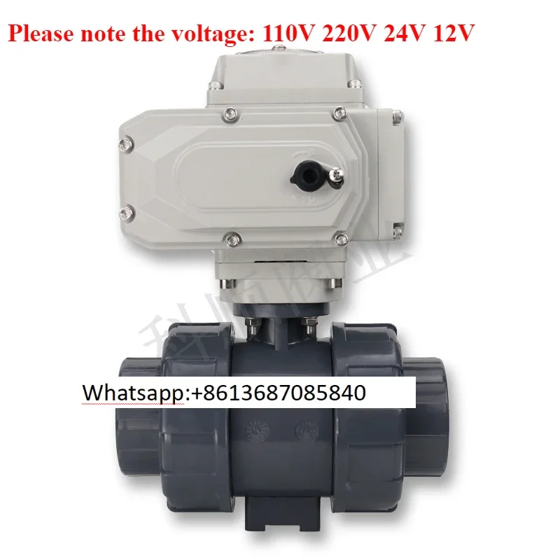 For Water Liquid Steam Corrosive Medium KPL-Q961 DN15-DN100 Motorized UPVC Ball Valve True-union Connection Electric Valve-