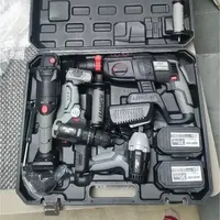 NANWEI Lithium-ion Cordless Brushless Tool Set 4-Piece Multi-Purpose Combination Drill/Angle Grinder/Wrench/Hammer