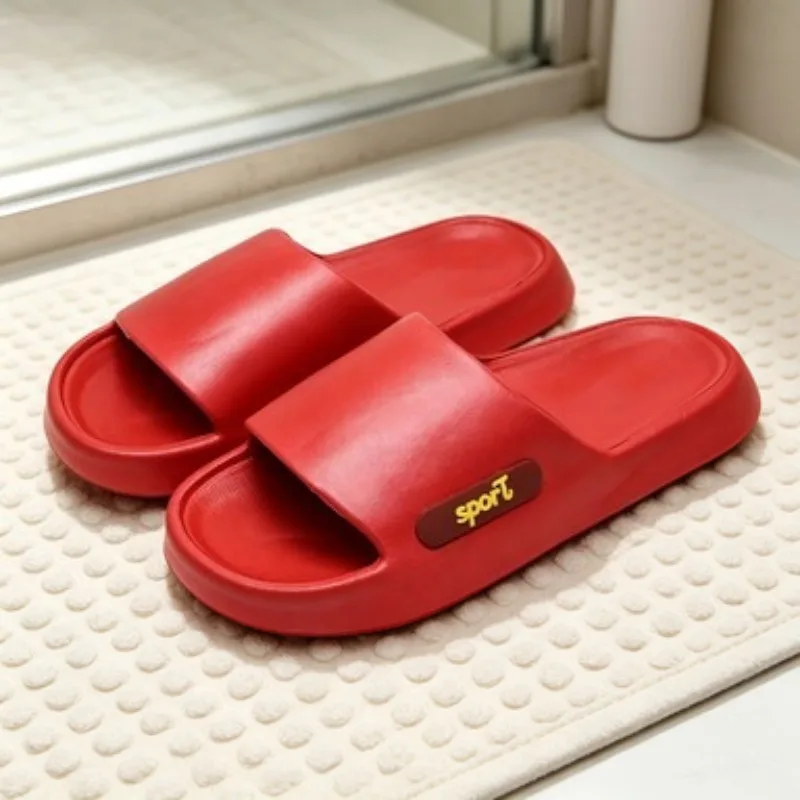 

Unisex Letter Slippers Beach Slides Solid Color Mens Thick Sole Indoor Outdoor Bathroom Anti Slip Shoes Summer Couple Sandals