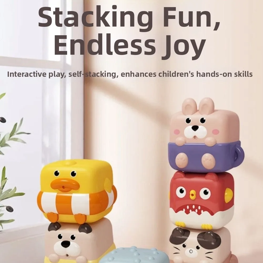 Shape & Sense Arcobaleno Building Blocks Geometria 6 in 1 Giocattoli Montessori Riconoscimento dei colori Giocattoli per lo sviluppo sensoriale degli animali carini