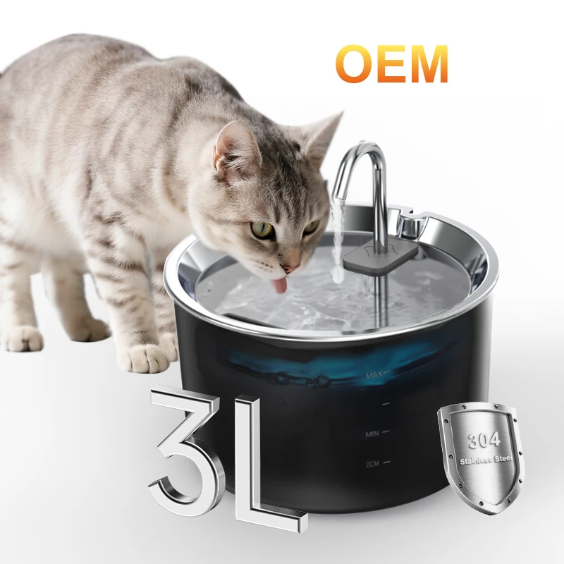 

Hot Stainless Steel Cat Water Fountain Pet Fountains Dispenser Cat Waterer Bowls 24/7 Running Watering for Drinking Quiet Pump