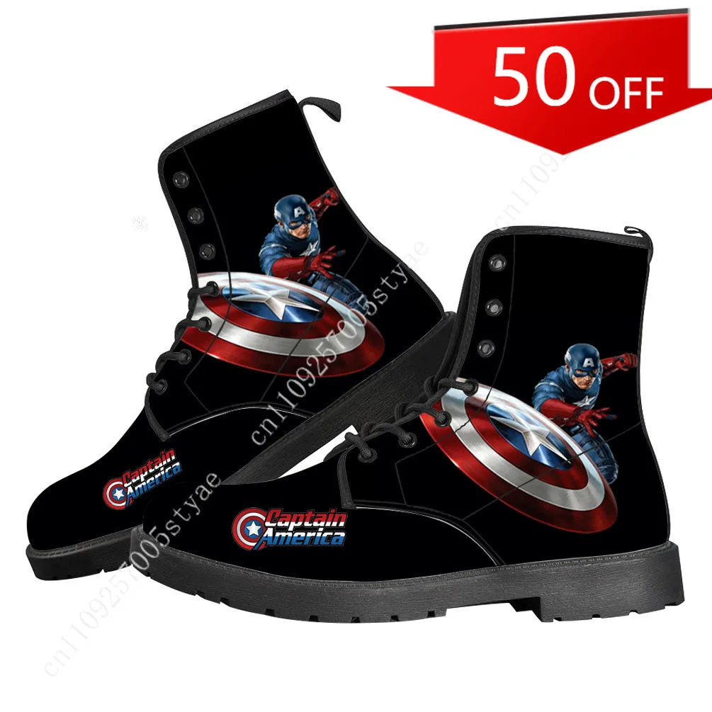 

Повседневные ботинки Marvel Captain America для мужчин и женщин, стильные уличные водонепроницаемые ботинки, высококачественные легкие ботинки на заказ